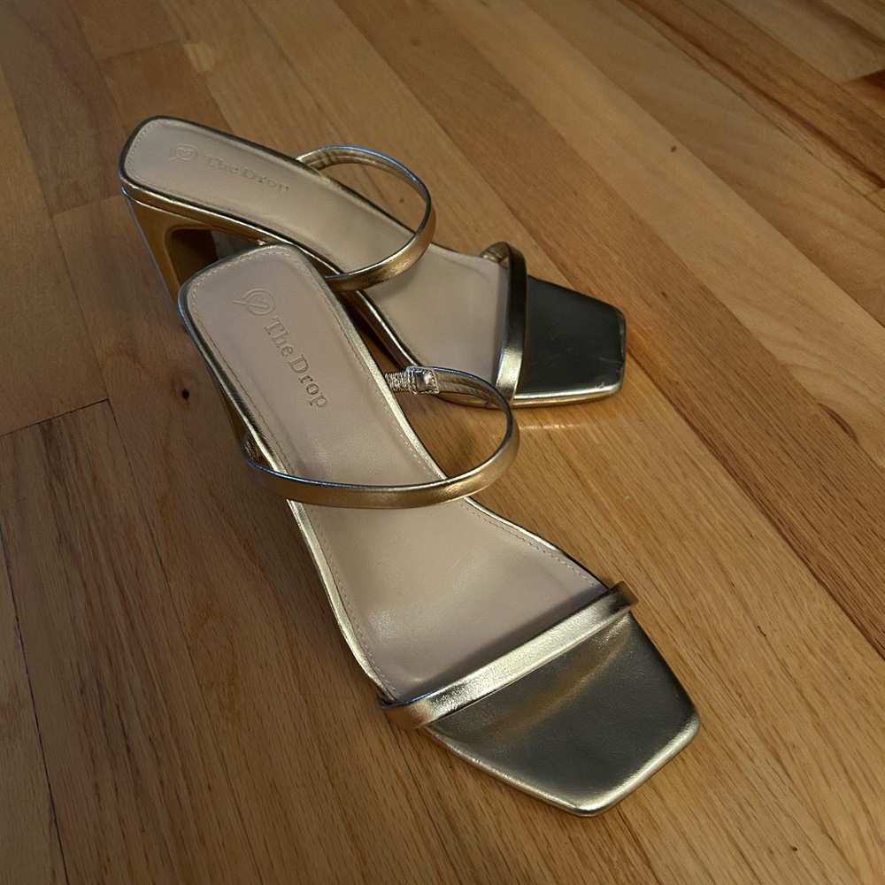 The Drop gold high heeled sandals